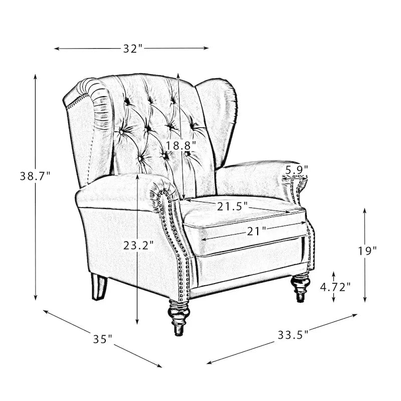 Alex Classic Leather Armchair with Nailhead Trim by HULALA HOME