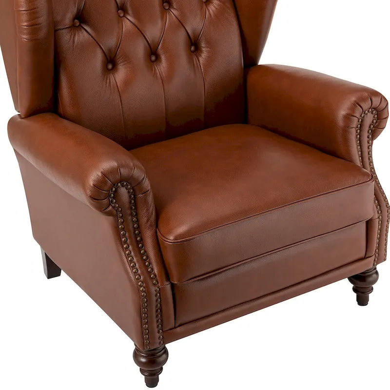 Alex Classic Leather Armchair with Nailhead Trim by HULALA HOME