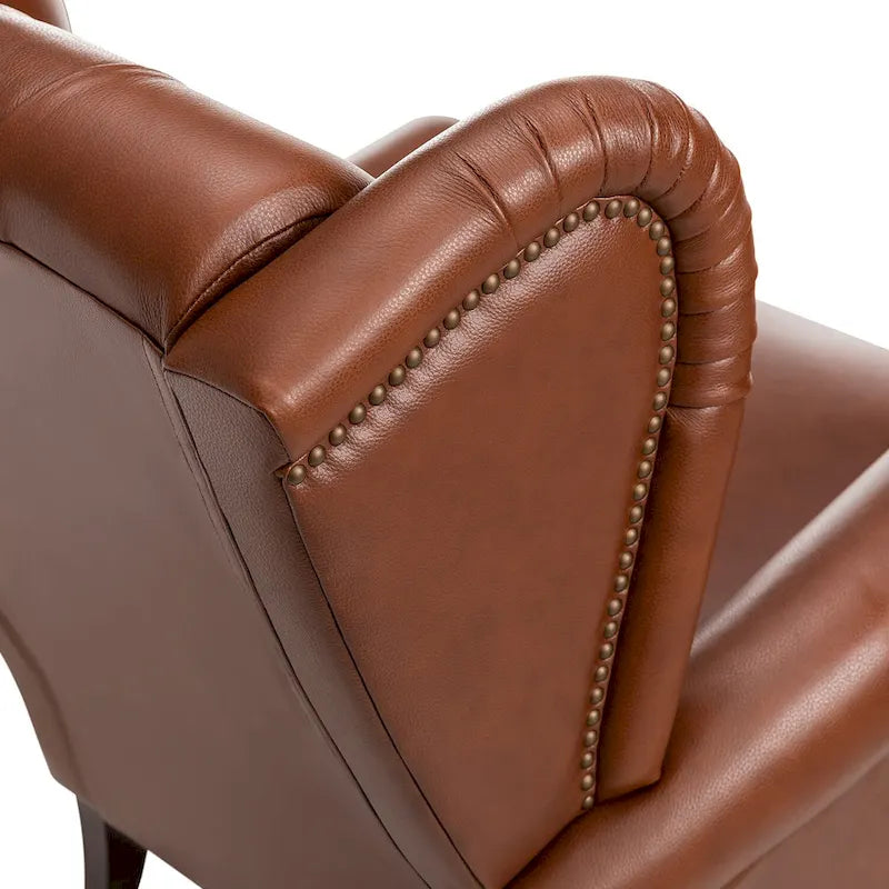 Alex Classic Leather Armchair with Nailhead Trim by HULALA HOME