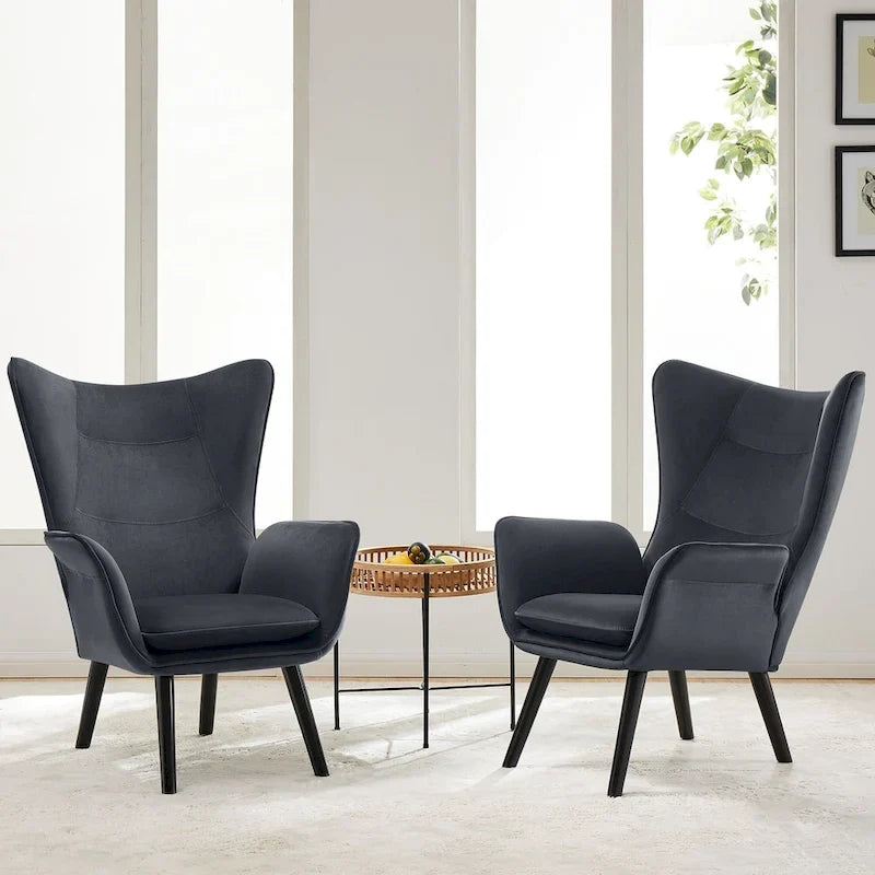 Upholstered Wingback Armchair Leisure Accent Chair, Single - 40.55 H x 28.34 W x 33.1 D