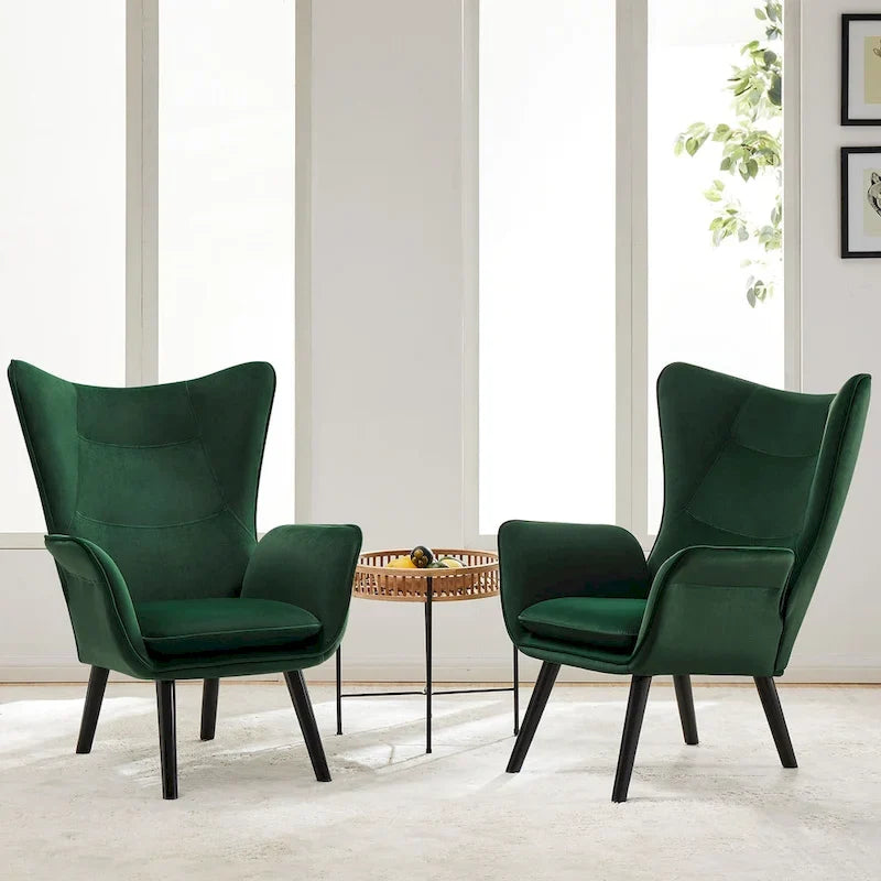 Upholstered Wingback Armchair Leisure Accent Chair, Single - 40.55 H x 28.34 W x 33.1 D