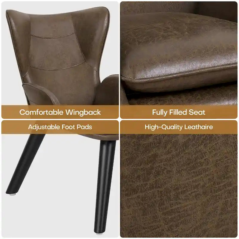 Upholstered Wingback Armchair Leisure Accent Chair, Single - 40.55 H x 28.34 W x 33.1 D
