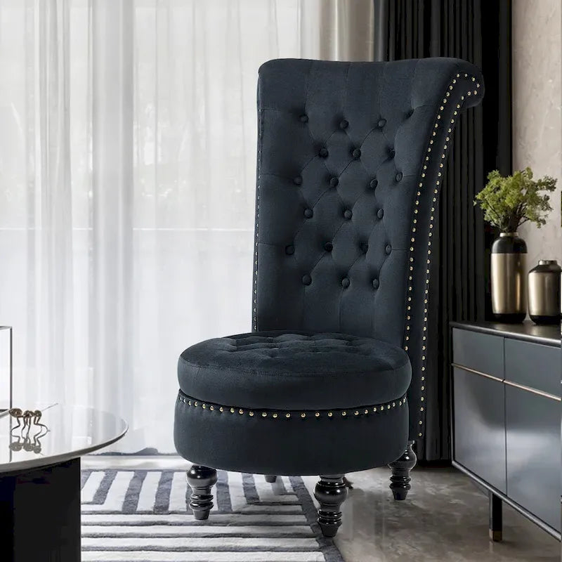 AVAWING Fauteuil Trône Dossier Haut Velours sans Accoudoirs Royal avec Rangement