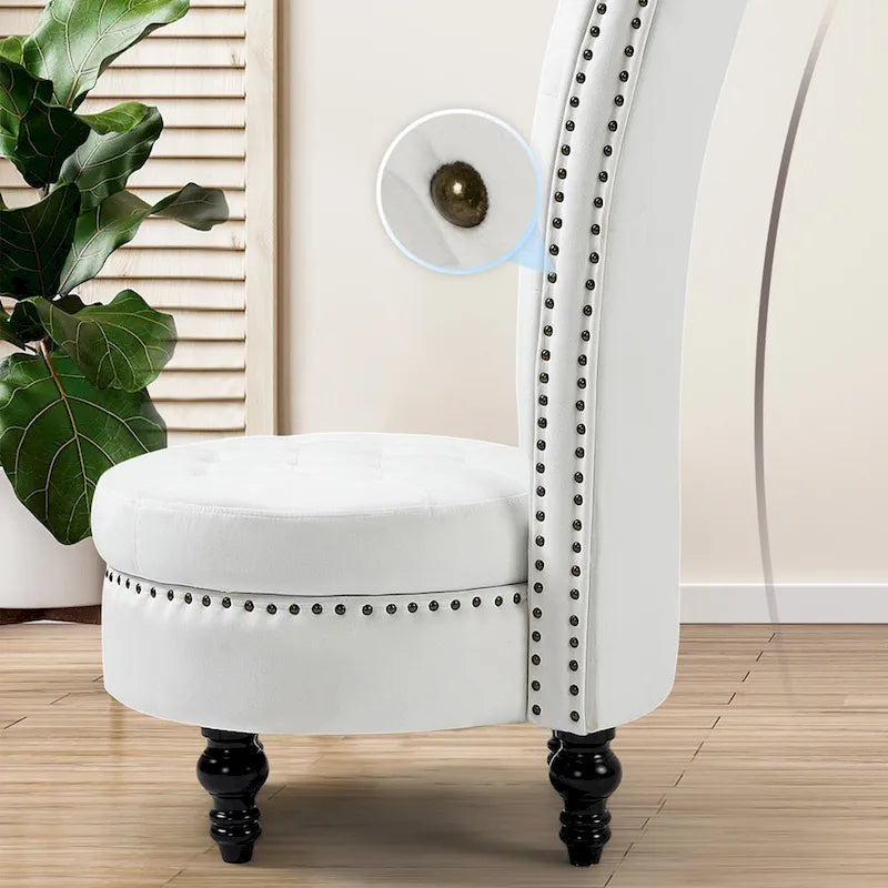 AVAWING Fauteuil Trône Dossier Haut Velours sans Accoudoirs Royal avec Rangement