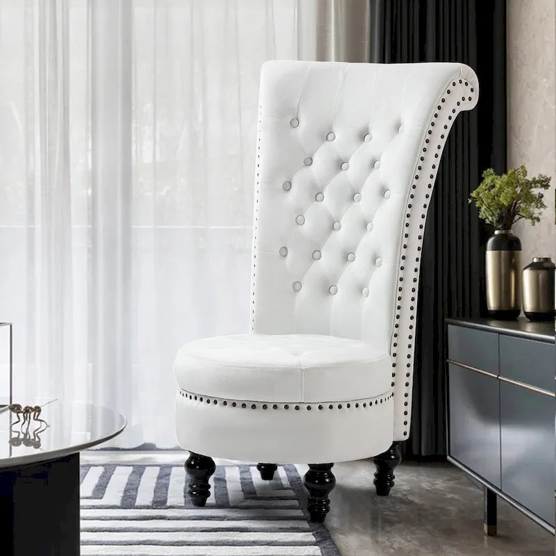AVAWING Fauteuil Trône Dossier Haut Velours sans Accoudoirs Royal avec Rangement