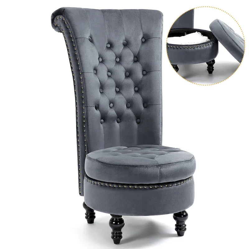 AVAWING Fauteuil Trône Dossier Haut Velours sans Accoudoirs Royal avec Rangement