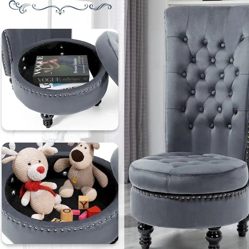 AVAWING Fauteuil Trône Dossier Haut Velours sans Accoudoirs Royal avec Rangement