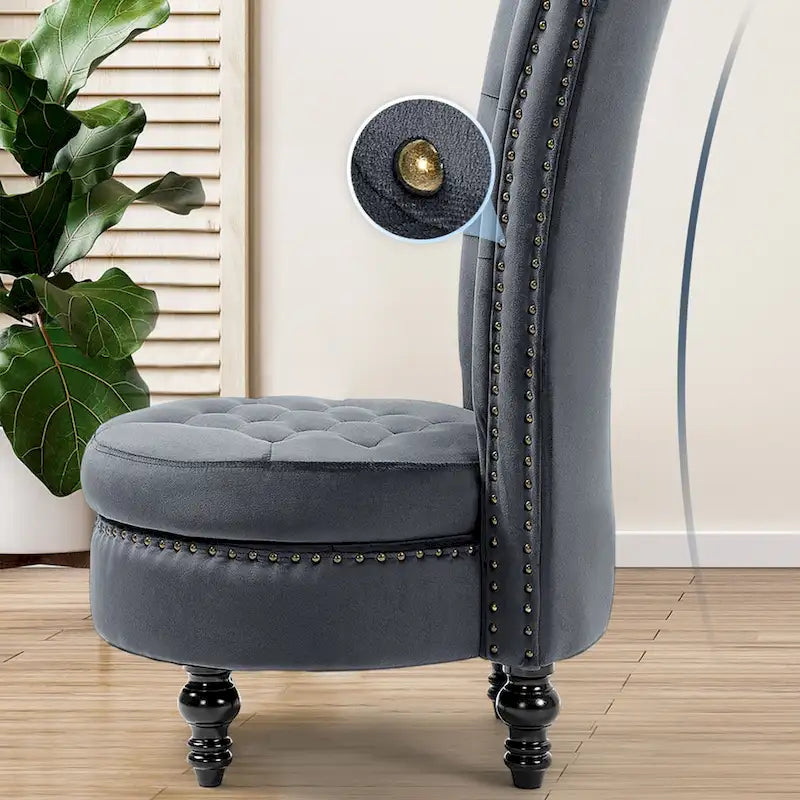AVAWING Fauteuil Trône Dossier Haut Velours sans Accoudoirs Royal avec Rangement