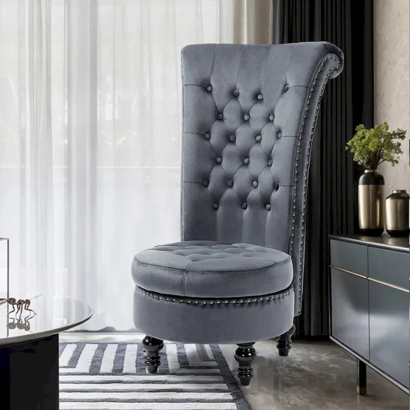 AVAWING Fauteuil Trône Dossier Haut Velours sans Accoudoirs Royal avec Rangement