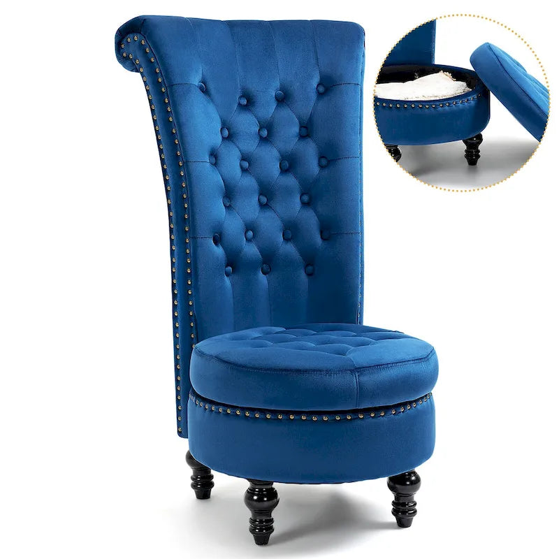 AVAWING Fauteuil Trône Dossier Haut Velours sans Accoudoirs Royal avec Rangement