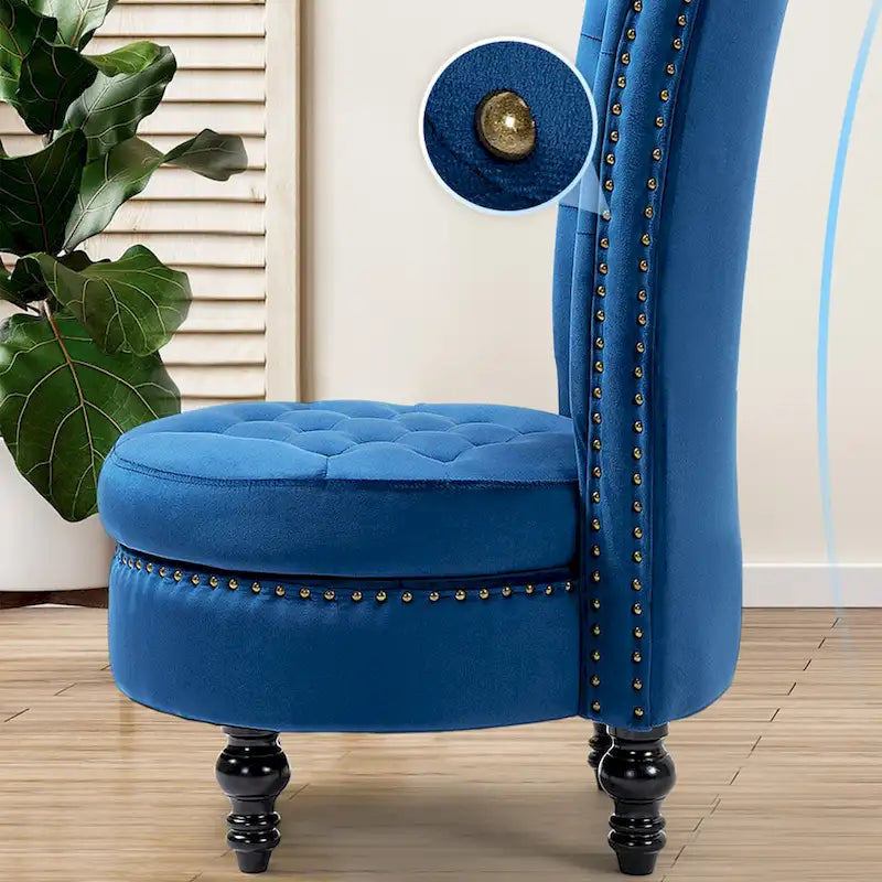 AVAWING Fauteuil Trône Dossier Haut Velours sans Accoudoirs Royal avec Rangement