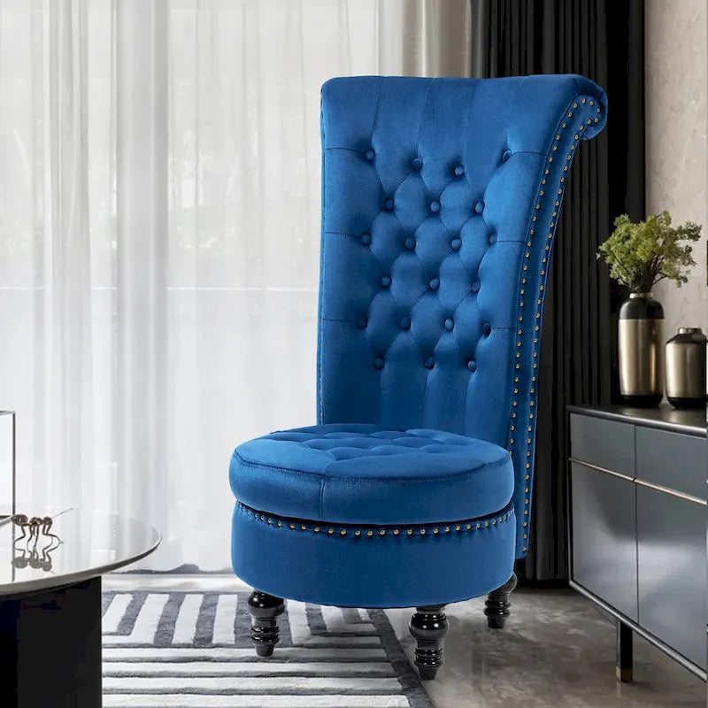 AVAWING Fauteuil Trône Dossier Haut Velours sans Accoudoirs Royal avec Rangement