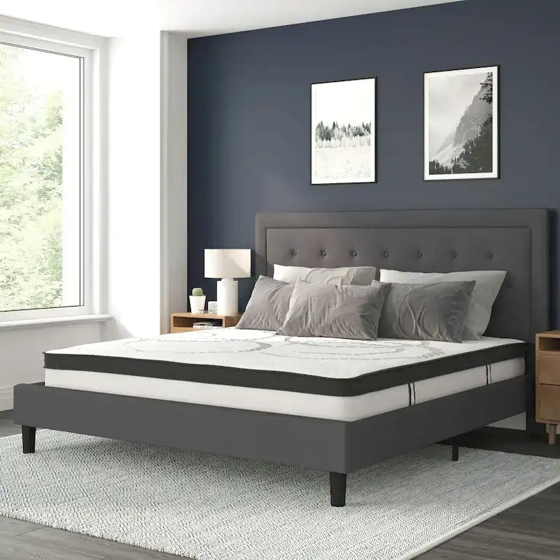 Letto a piattaforma trapuntato con materasso a molle insacchettate da 25 cm