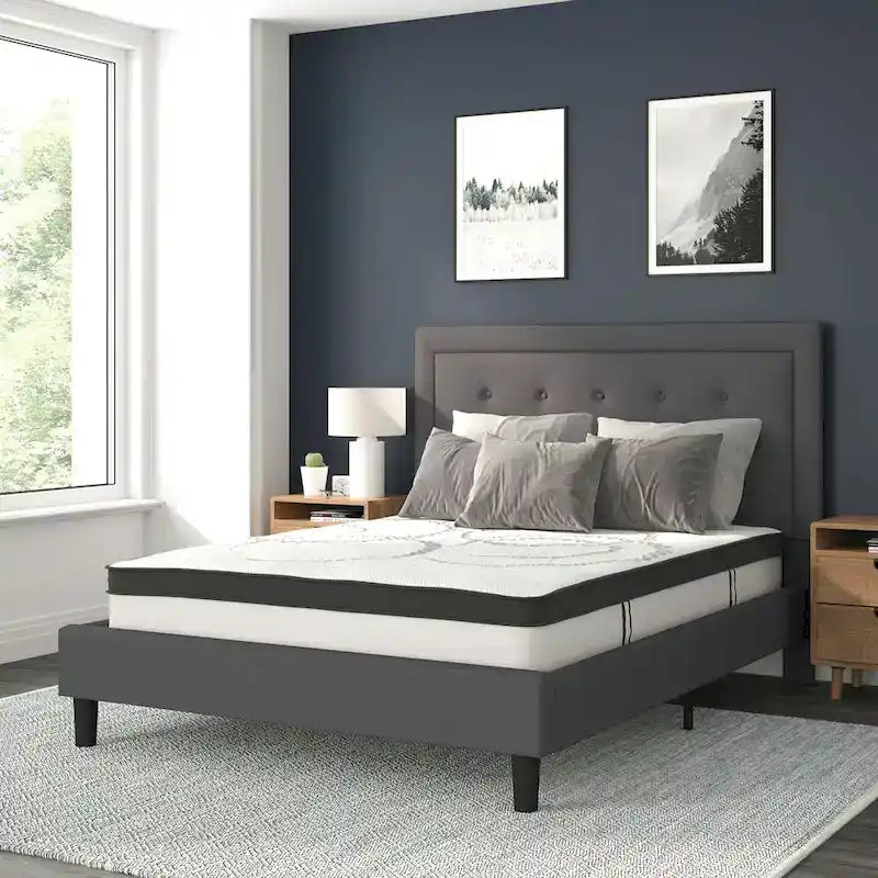 Letto a piattaforma trapuntato con materasso a molle insacchettate da 25 cm