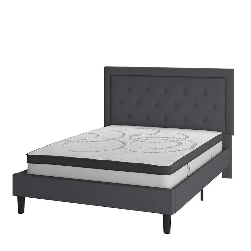 Letto a piattaforma trapuntato con materasso a molle insacchettate da 25 cm