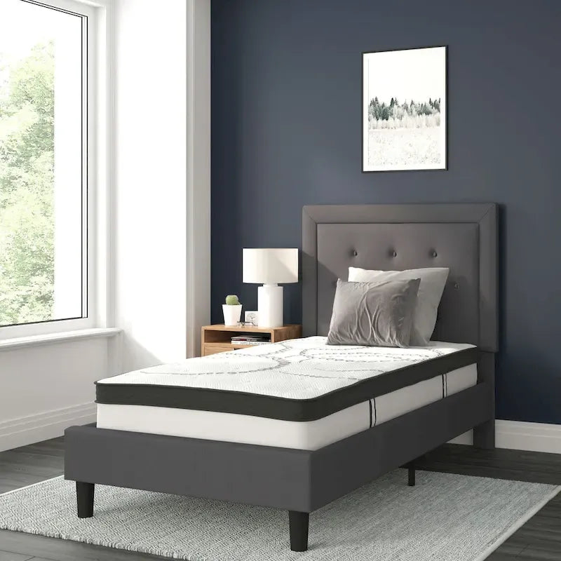 Letto a piattaforma trapuntato con materasso a molle insacchettate da 25 cm
