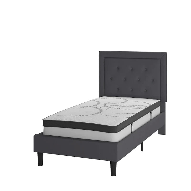 Letto a piattaforma trapuntato con materasso a molle insacchettate da 25 cm