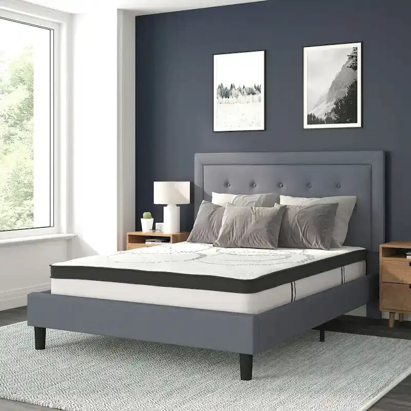 Letto a piattaforma trapuntato con materasso a molle insacchettate da 25 cm