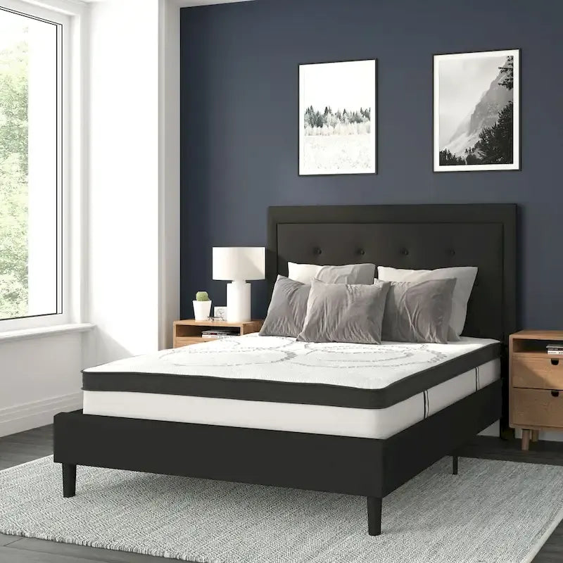 Letto a piattaforma trapuntato con materasso a molle insacchettate da 25 cm