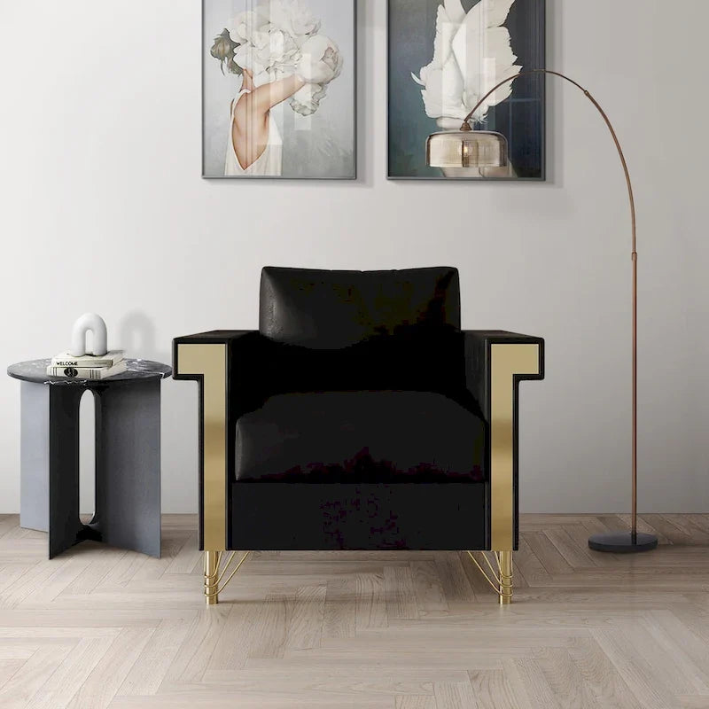 Fauteuil rembourré en velours luxueux CraftPorch