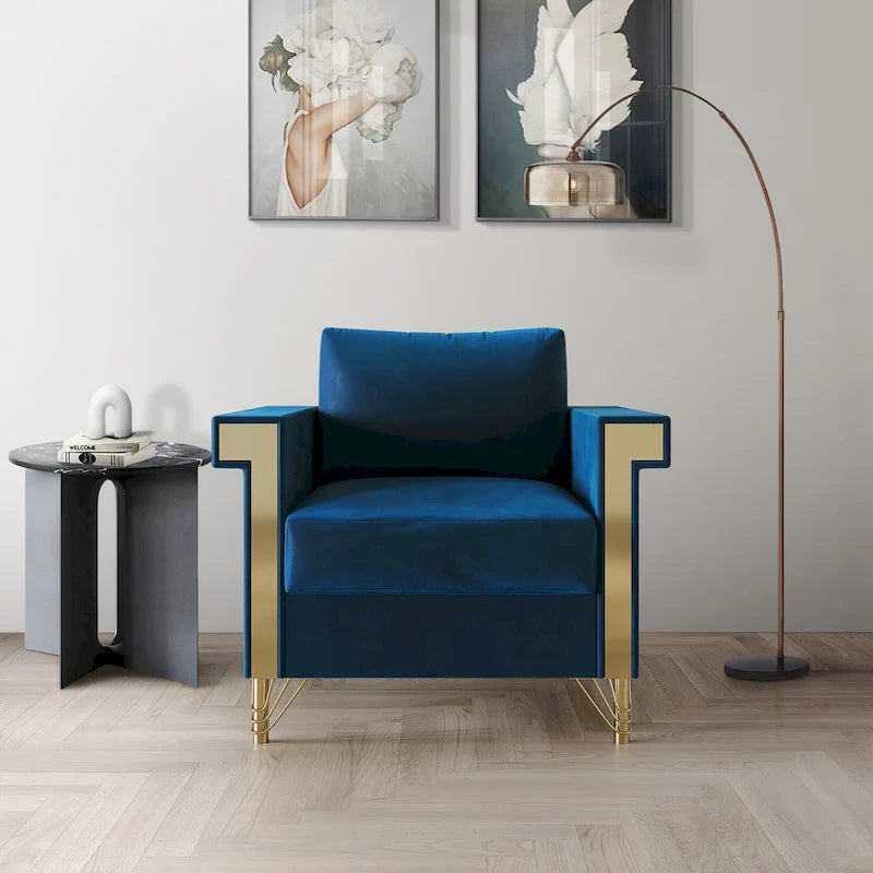 Fauteuil rembourré en velours luxueux CraftPorch