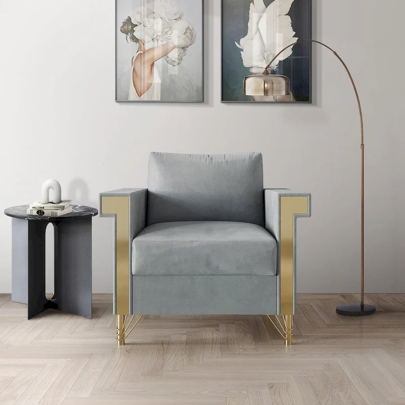 Fauteuil rembourré en velours luxueux CraftPorch