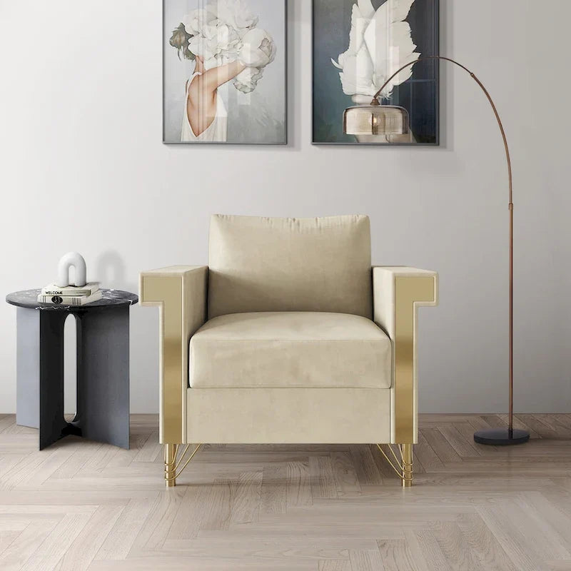 Fauteuil rembourré en velours luxueux CraftPorch