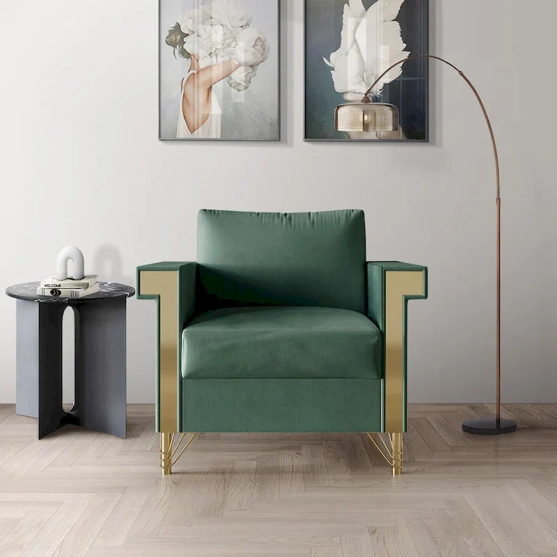 Fauteuil rembourré en velours luxueux CraftPorch
