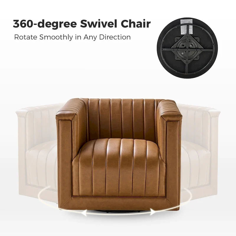 Esteban Modern Leather Upholstered Swivel Barrel Chair by HULALA HOME