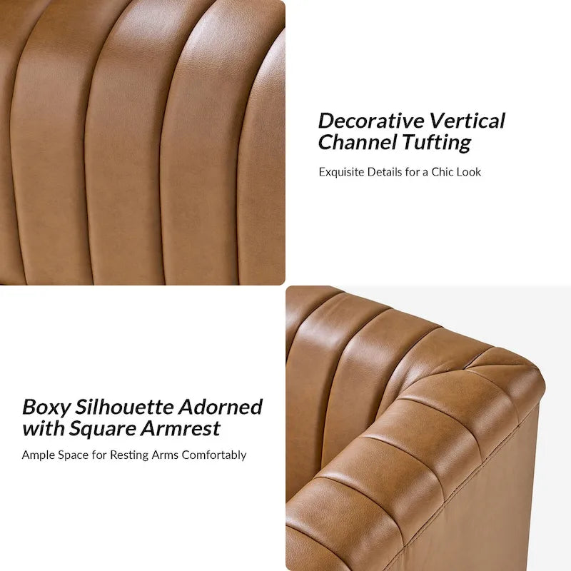 Esteban Modern Leather Upholstered Swivel Barrel Chair by HULALA HOME