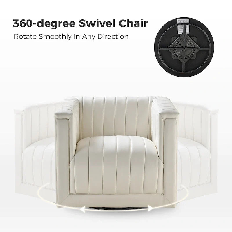 Esteban Modern Leather Upholstered Swivel Barrel Chair by HULALA HOME