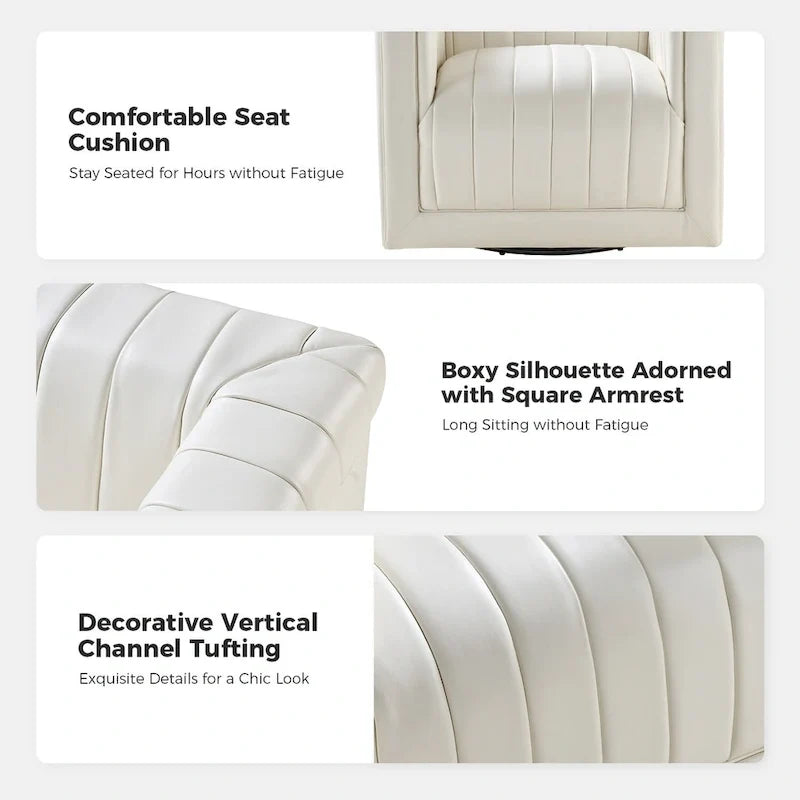 Esteban Modern Leather Upholstered Swivel Barrel Chair by HULALA HOME