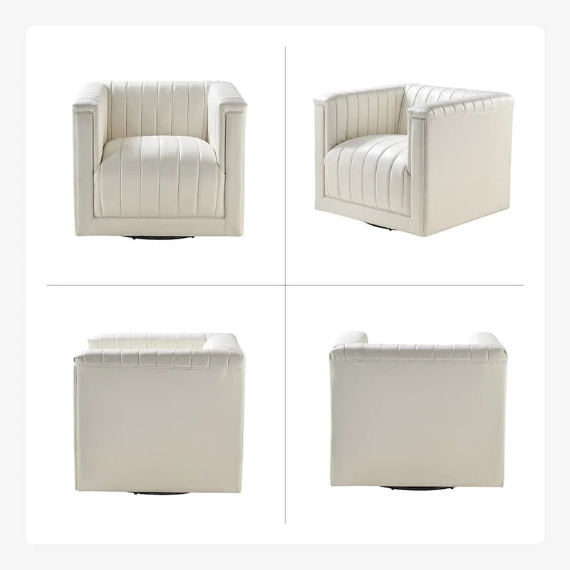 Esteban Modern Leather Upholstered Swivel Barrel Chair by HULALA HOME