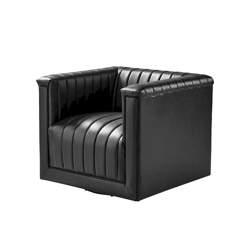 Esteban Modern Leather Upholstered Swivel Barrel Chair by HULALA HOME