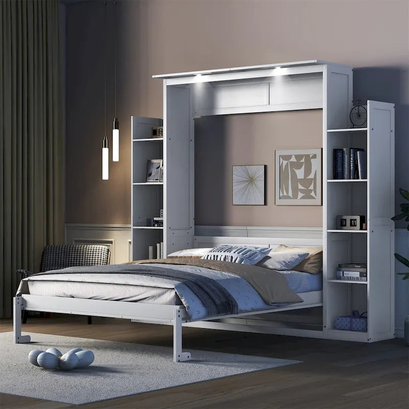 Letto a scomparsa matrimoniale Merax Murphy con mensole e luci a LED