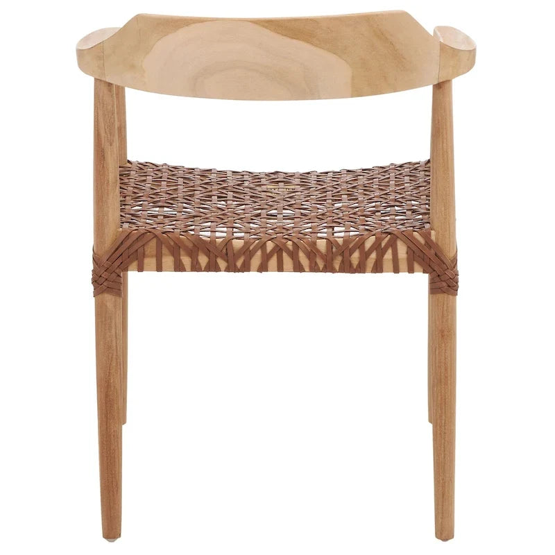 Munro Wanda Woven Leather & Solid Wood Accent Chair (Fully Assembled) - 22 W x 20.5 L x 28.5 H - 22Wx21Dx29H