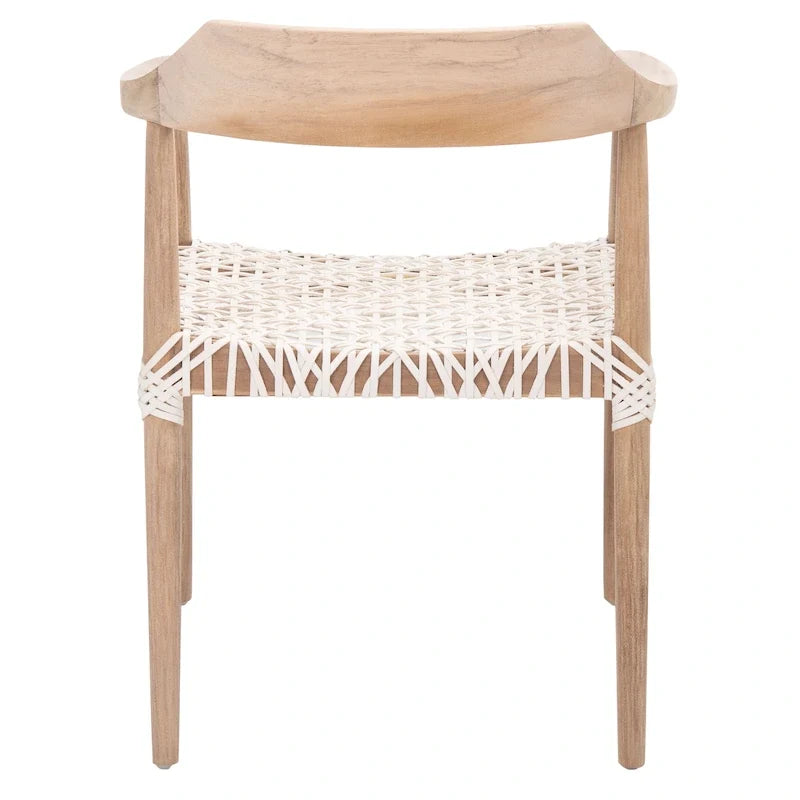 Munro Wanda Woven Leather & Solid Wood Accent Chair (Fully Assembled) - 22 W x 20.5 L x 28.5 H - 22Wx21Dx29H