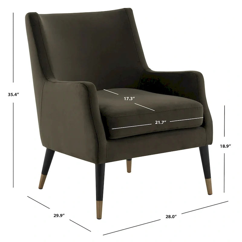 SAFAVIEH Couture Anjanette Velvet Arm Chair - 28 W x 29.9 D x 35.4 H - 28Wx30Dx35H