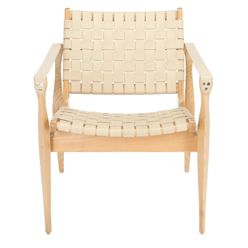 SAFAVIEH Couture Zenica Leather Safari Chair - 24.5 W x 30 L x 30 H - 25W x 30D x 30H
