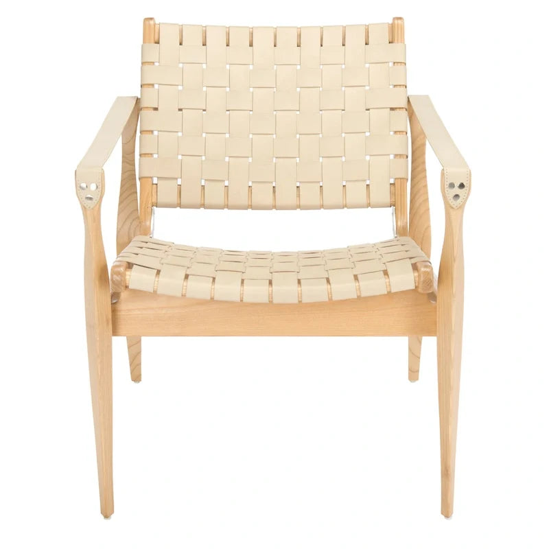 SAFAVIEH Couture Zenica Leather Safari Chair - 24.5 W x 30 L x 30 H - 25W x 30D x 30H