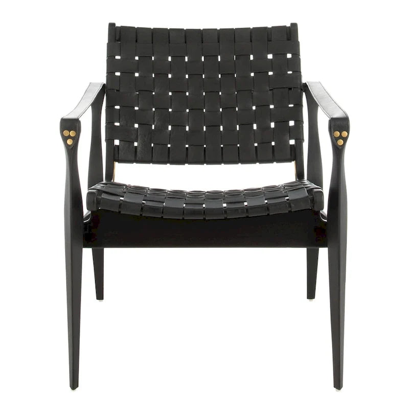 SAFAVIEH Couture Zenica Leather Safari Chair - 24.5 W x 30 L x 30 H - 25W x 30D x 30H