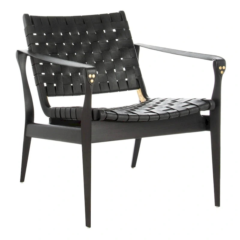 SAFAVIEH Couture Zenica Leather Safari Chair - 24.5 W x 30 L x 30 H - 25W x 30D x 30H