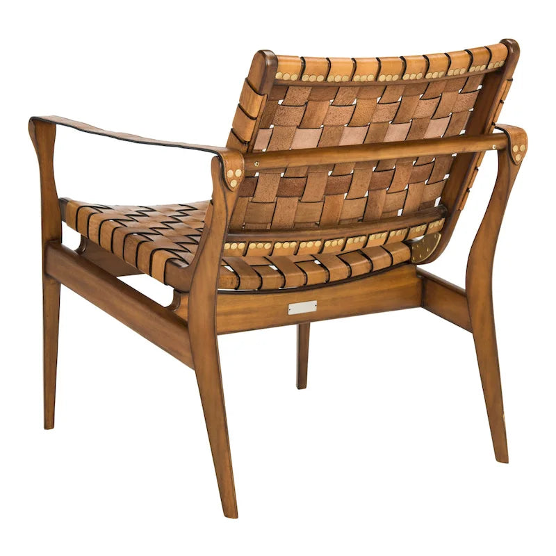 SAFAVIEH Couture Zenica Leather Safari Chair - 24.5 W x 30 L x 30 H - 25W x 30D x 30H