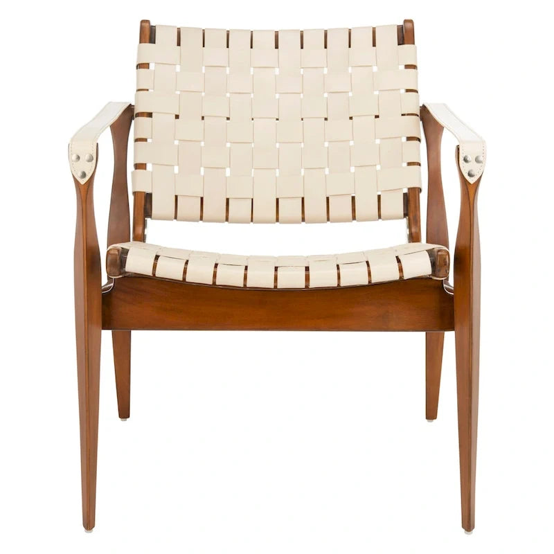 SAFAVIEH Couture Zenica Leather Safari Chair - 24.5 W x 30 L x 30 H - 25W x 30D x 30H