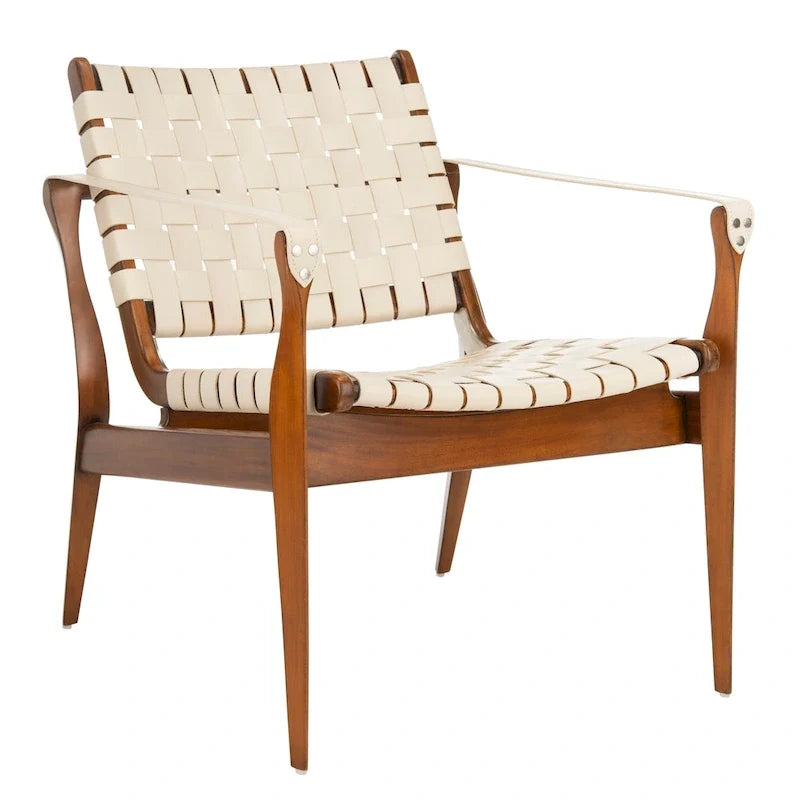 SAFAVIEH Couture Zenica Leather Safari Chair - 24.5 W x 30 L x 30 H - 25W x 30D x 30H