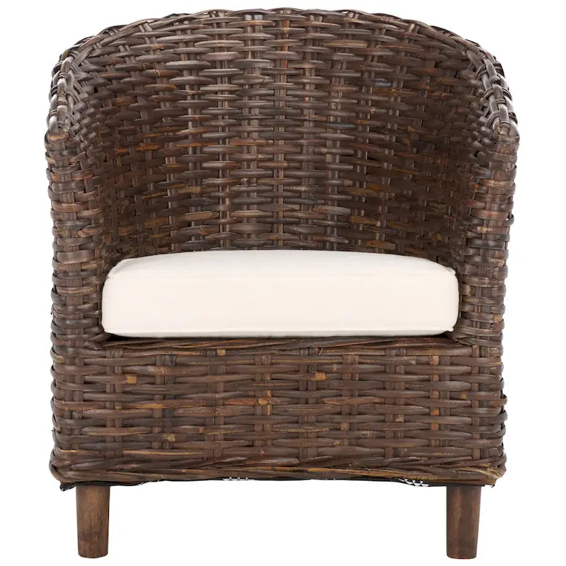 Fauteuil tonneau SAFAVIEH Charla en rotin avec coussin – 29,1 x 27,2 x 32,7 – 29 la. x 27 prof. x 33 h.