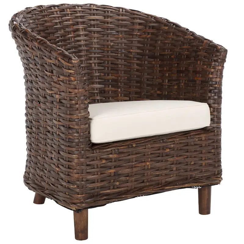 Fauteuil tonneau SAFAVIEH Charla en rotin avec coussin – 29,1 x 27,2 x 32,7 – 29 la. x 27 prof. x 33 h.