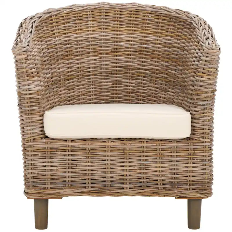 Fauteuil tonneau SAFAVIEH Charla en rotin avec coussin – 29,1 x 27,2 x 32,7 – 29 la. x 27 prof. x 33 h.