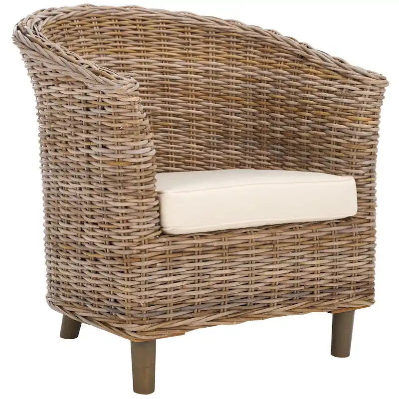 Fauteuil tonneau SAFAVIEH Charla en rotin avec coussin – 29,1 x 27,2 x 32,7 – 29 la. x 27 prof. x 33 h.