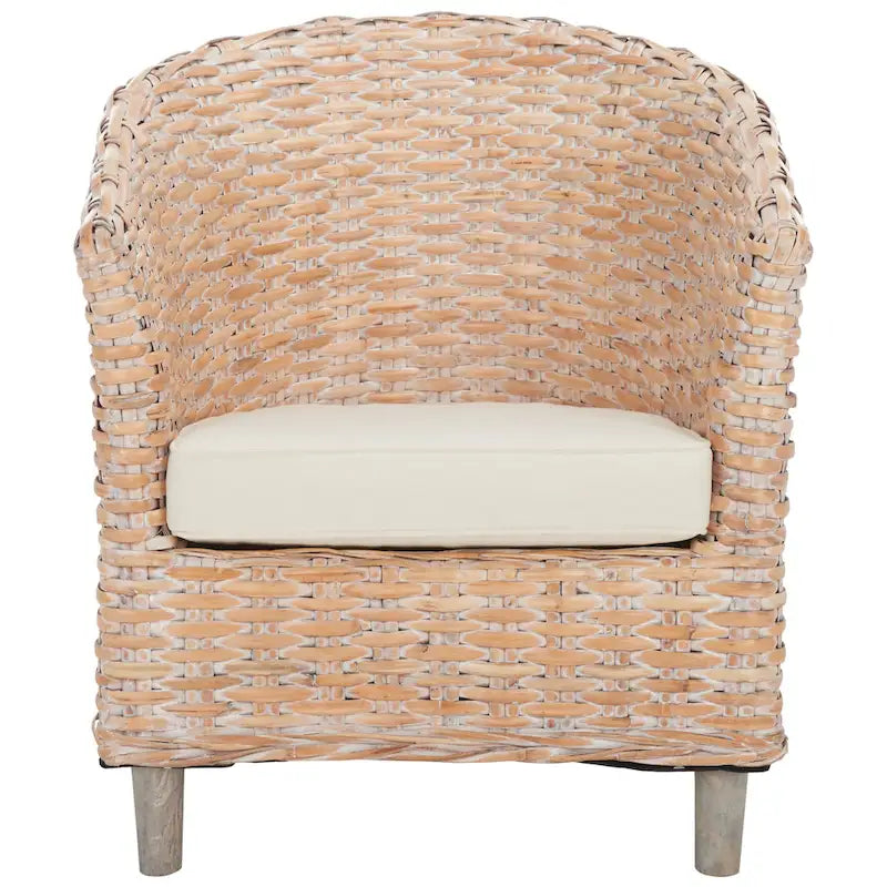 Fauteuil tonneau SAFAVIEH Charla en rotin avec coussin – 29,1 x 27,2 x 32,7 – 29 la. x 27 prof. x 33 h.